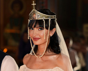 bride looking at the camera